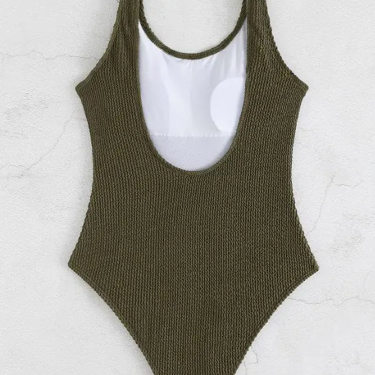Green Backless One-Piece Swimsuit for Women