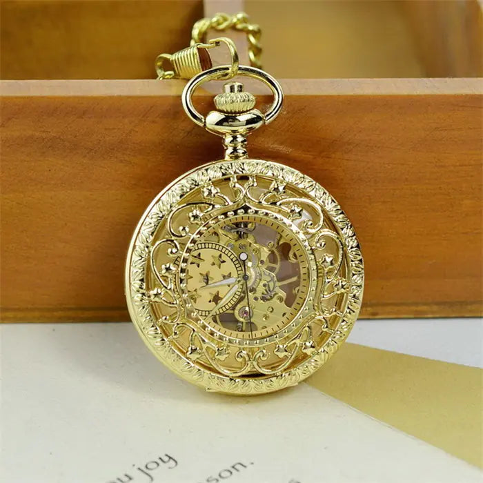 Mechanical Pocket Watch with Floral Design (Couple's)