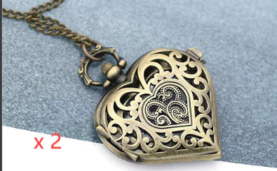 Heart-Shaped Pocket Watch Necklace Pendant