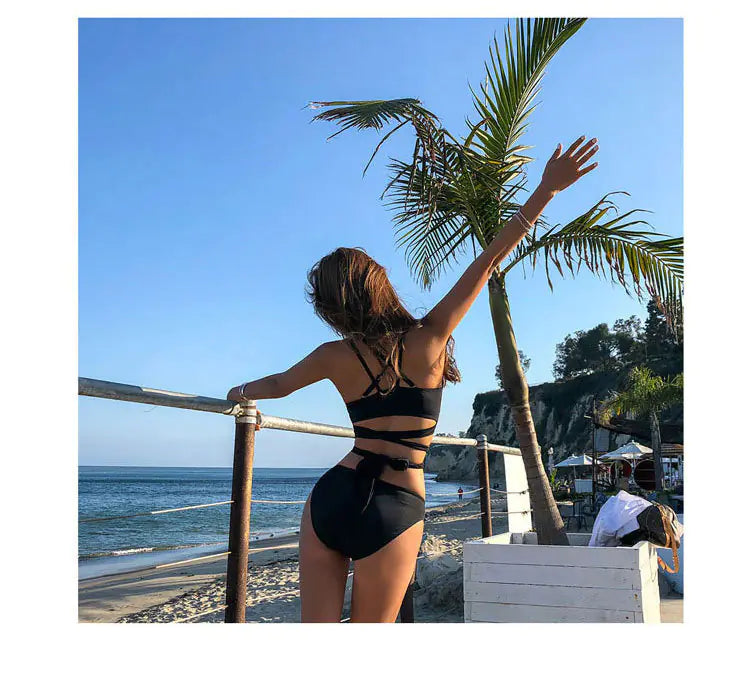 New Women's Korean Bikini Set with Cutout Design