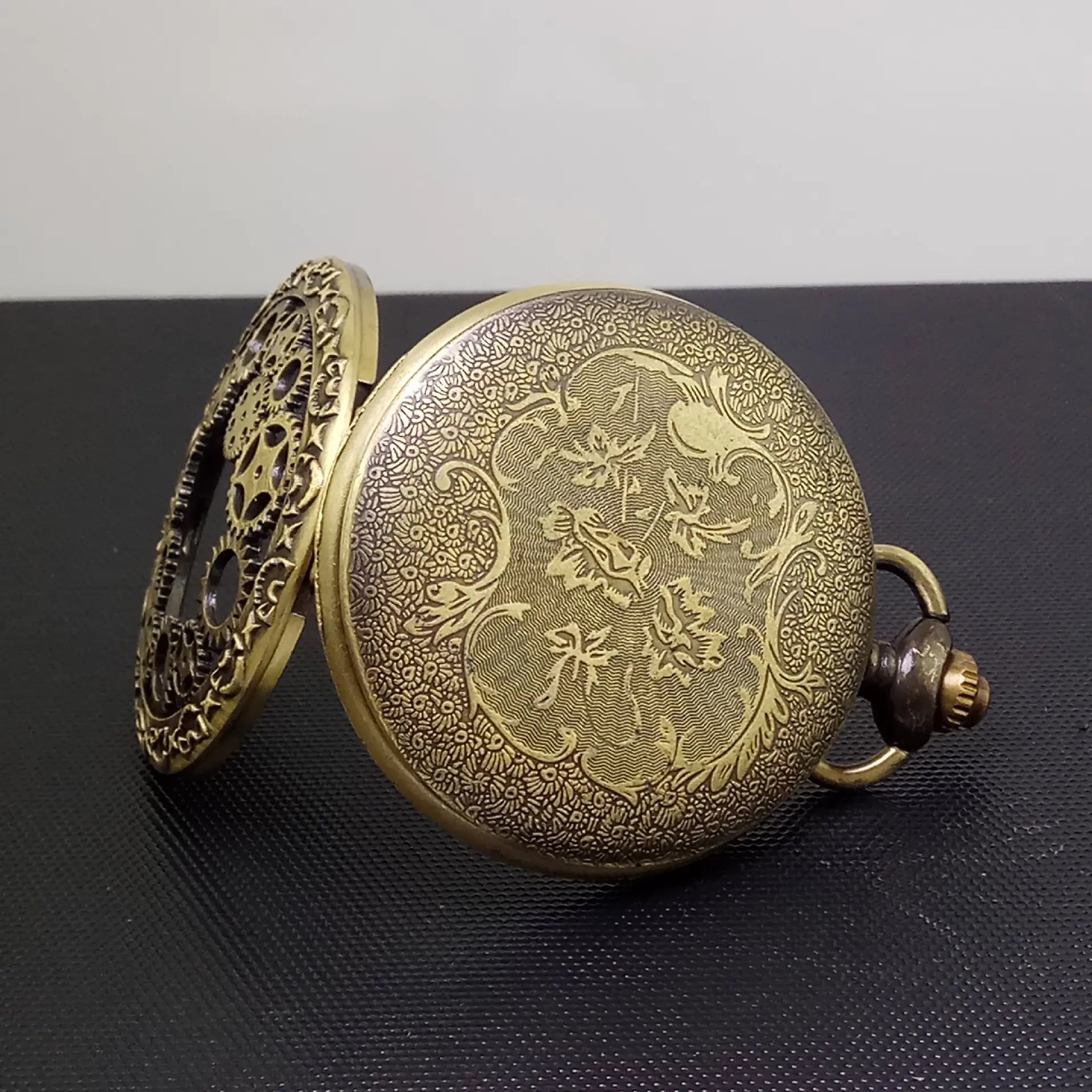 Vintage Pocket Watch with Hollow Gear Design