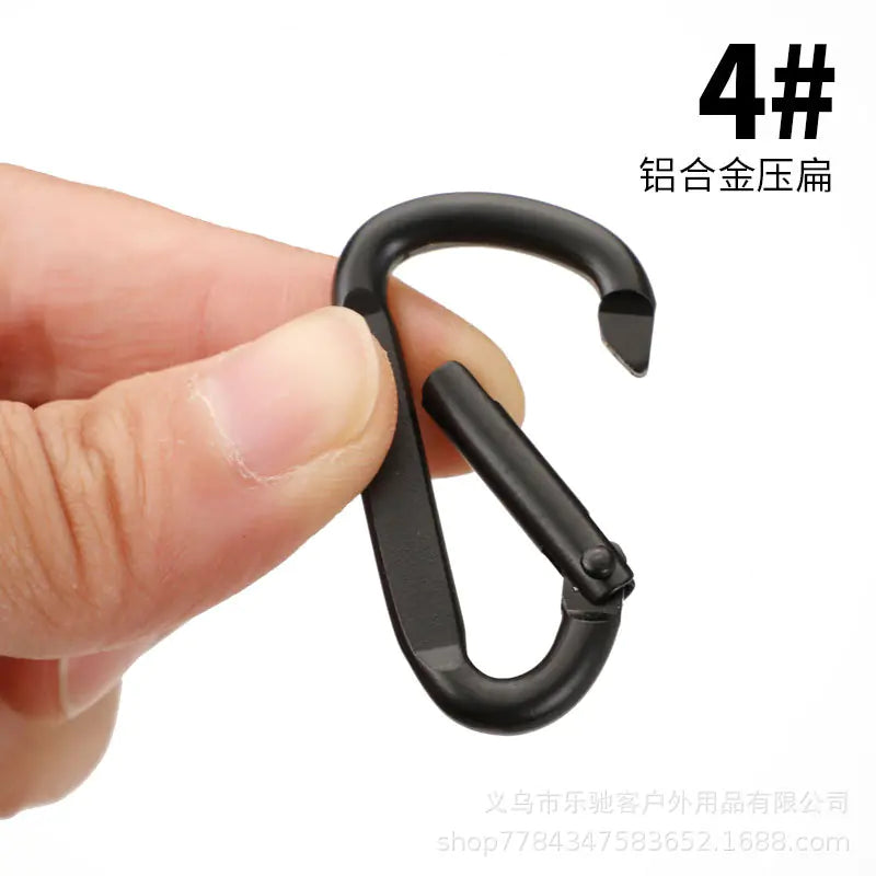 D-Shaped All-Black Aluminum Carabiner Keychain Accessory