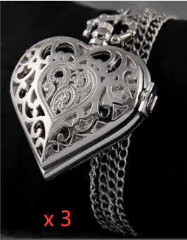 Heart-Shaped Pocket Watch Necklace Pendant
