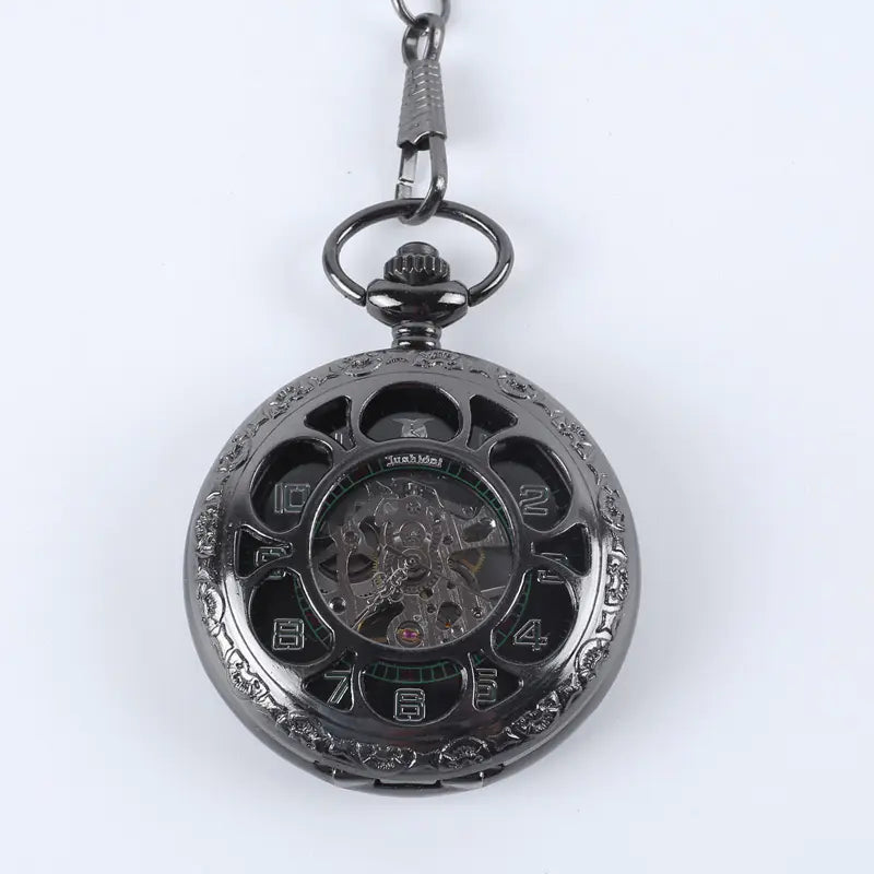 Vintage Floral Mechanical Pocket Watch for Men